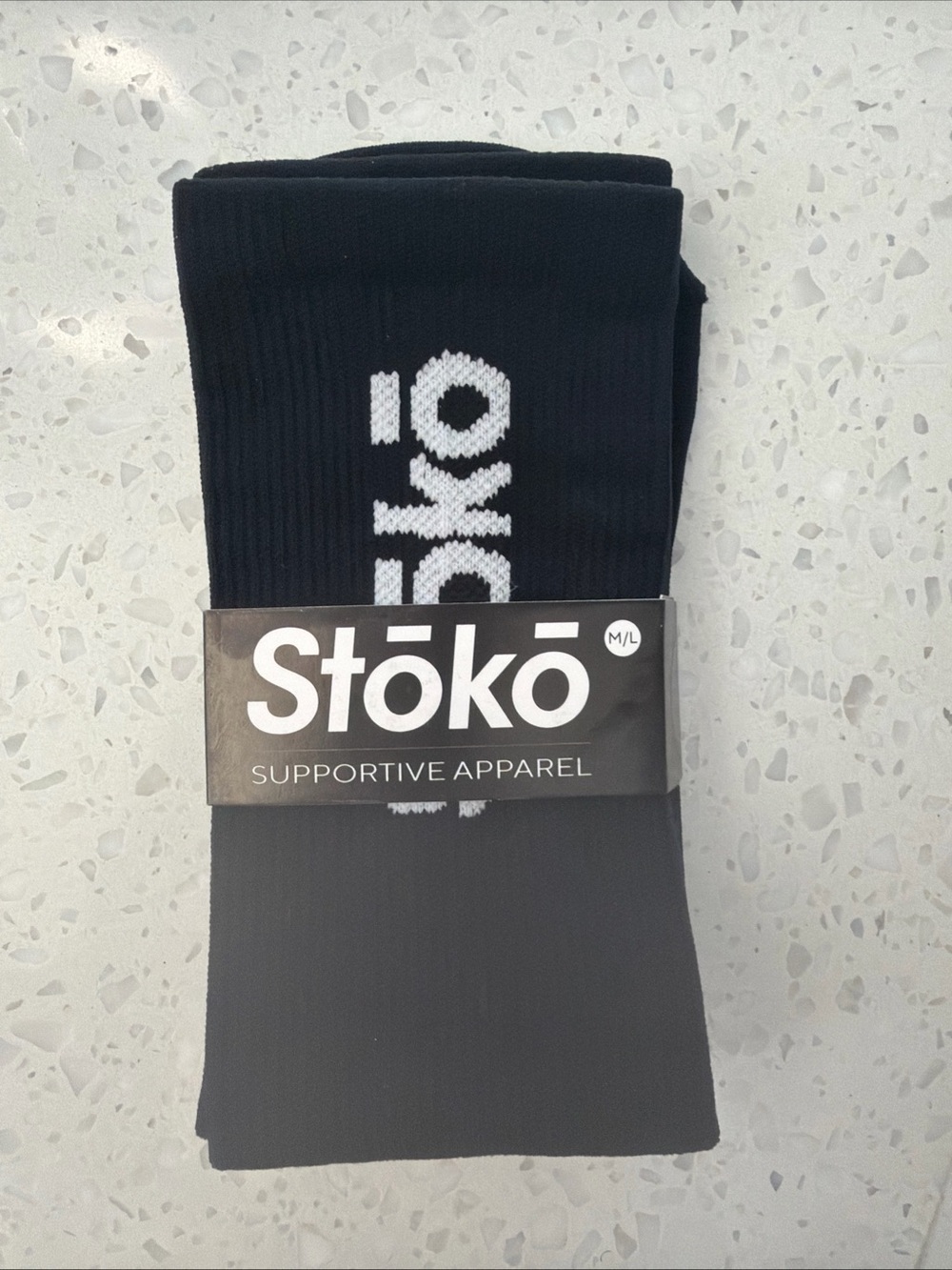 Stoko Men's Black Performance Crew Run Socks Size M/L